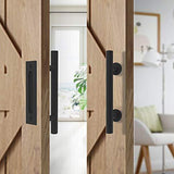Homlux 6ft Heavy Duty Sturdy Sliding Barn Door Hardware Kit Single Door - Smoothly and Quietly - Simple and Easy to Install - Fit 1 3/8-1 3/4" Thickness Door Panel(Black)(J Shape Hangers)