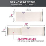 JONYJ Drawer Dividers/Organizer 4 Pack, Adjustable Separators 4" High Expandable from 11-17" for Bedroom, Bathroom, Closet, Office, Kitchen Storage, Strong Secure Hold, Foam Ends, Locks in Place