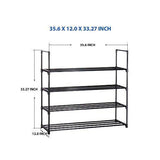 HOME BI 4 Tier Shoe Rack, 20 Pairs Shoes Organizer Closet for Home & Office, Anti-Rust,Easy to Assemble, No Tools Required,35.6”W x 12.0” D x 33.27”H, Black