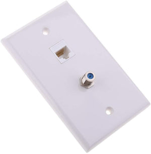 JZLiner Ethernet Coax RJ45 Coaxial F Type Wall plate Jack Socket Outlet Networking Cover Panel