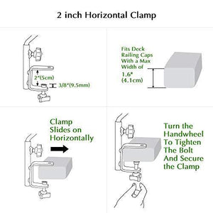 Gray Bunny GB-6819 Heavy Duty Deck Hook, 37 Inch Pole, 2 Inch Non-Slip Clamp, with 360 Degree Swivel, for Bird Feeders, Planters, Suet Baskets, Lanterns, Wind Chimes and More