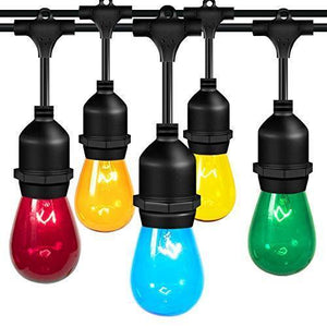 2 Pack Outdoor String Lights with 16 Dimmable Edison Vintage Bulbs, UL Listed Heavy-Duty Decorative Café Patio Lights for Bistro Garden