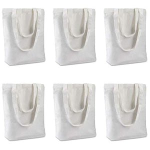 Insternet 6 pack canvas tote bag reusable canvas bag bulk for crafting, decorating, plain, grocery,shopping (white)