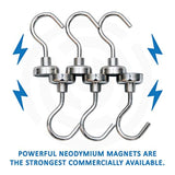 Maskeny 40 LB Magnetic Hooks Strong Neodymium Heavy Duty for Cruise, Kitchen Organization and Indoor/ Outdoor Storage Hanging - Bonus Push Pins Refrigerator Magnet