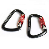 Large Opening Twist Lock Carabiner Set of 2 - D Shape Used for Rock and Mountain Climbing, Hot Forged Construction Tensile Strength at 26kN, 4.33in Height, Black