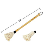 GRILLHOGS | Grill Basting Brush | Professional Barbecue Brush | Machine-Washable Cooking Mop Heads | 18 inch Wooden Long Handle