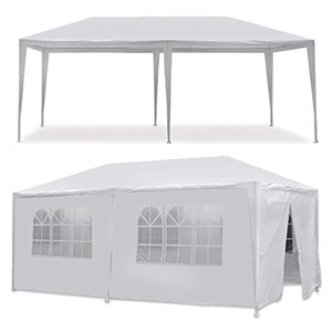 Smartxchoices 10' x 20' Outdoor White Waterproof Gazebo Canopy Tent with 6 Removable Sidewalls and Windows Heavy Duty Tent for Party Wedding Events Beach BBQ (10' x 20' with 6 Sidewalls)