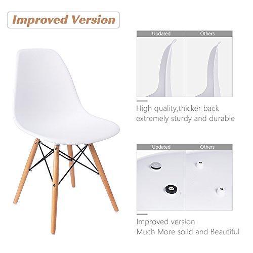 Furmax Pre Assembled Modern Style Dining Chair Mid Century Modern DSW Chair, Shell Lounge Plastic Chair for Kitchen, Dining, Bedroom, Living Room Side Chairs (White)