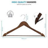 High-Grade Wooden Suit Hangers 20 Pack with Non Slip Pants Bar - Smooth Finish Solid Wood Coat Hanger by ZOBER