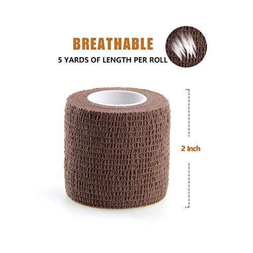 MUEUSS Self Adhesive Bandage Tape Vet Wrap Self Adherent Cohesive Bandages First Aid Wrap Approved 2 inches x 5 Yards (New Beige, 2 Inches / 6 roll)