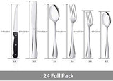 24-Piece Silverware Teivio Set, Flatware Set Mirror Polished, Dishwasher Safe Service for 4, Include Knife/Fork/Spoon with Bamboo 5-Compartment Silverware Drawer Organizer Box