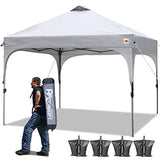 ABCCANOPY Canopy Tent 10 x 10 Pop-Up Commercial Canopy Instant Shelter Tents Popup Outdoor Portable Shade with Wheeled Carry Bag Bonus 4 x Weight Bags, 4 x Ropes& 4 x Stakes, Red