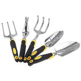ISWEES 7 Piece Garden Tools Set - 5 Ergonomic Gardening Steel Tools,Includes Cultivator,Trowel,Weeder,Weeding Fork,Transplanter,Folding Stool and Detachable Tool Bag