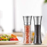 TGY Salt and Pepper Grinder Set Tall Salt and Pepper Shakers Pepper Mill Salt MilSet of 2l Stainless Steel Adjustable