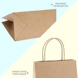 GSSUSA 100pcs Brown Kraft Paper Bags 5.25" x 3.75" x 8",Handled, Shopping, Gift, Merchandise, Carry, Retail,Party Bags (Brown)