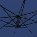 10 ft Offset Cantilever Patio Umbrella Outdoor Market Hanging Umbrellas & Crank with Cross Base and Umbrella Cover, 8 ribs (Navy Blue)