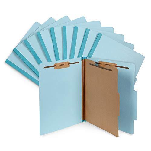 10 Blue Classification Folders- 1 Divider-2’’ Tyvek expansions- Durable 2 Prongs Designed to Organize Standard Medical Files, Law Client Files, Office Reports– Letter Size, Blue, 10 Pack