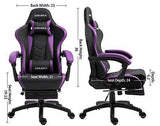 Dowinx Gaming Chair Ergonomic Racing Style Recliner with Massage Lumbar Support, Office Armchair for Computer PU Leather E-Sports Gamer Chairs with Retractable Footrest (Black&Purple)