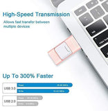 Sunany Flash Drive for iPhone 128GB, Lightning Memory Stick External Storage for iPhone/PC/iPad/Android and More Devices with USB Port (128GB Pink)