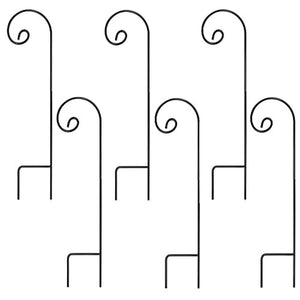 Ashman Shepherd's Hooks, Black, Set of 6 Made of Premium Metal for Hanging Solar Lights, Bird Feeders, Mason Jars, Plant Hangers, Flower Basket, Christmas Lights, Lanterns, Garden Stakes and Weddings
