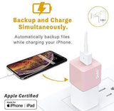 Flash Drive for iPhone, Auto Backup Photos & Videos, Photo Stick for iPhone, Qubii Photo Storage Device for iPhone & iPad【microSD Card Not Included】- Pink