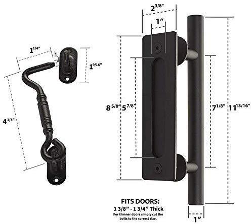 MJC & Company - 12" Square Modern Sliding Barn Door Handle Pull/Flush Combo and Privacy Lock - Indoor/Outdoor Hardware Set - Black Powder Coated Steel for Bedroom, Bathroom, Closet, Shed, or Gate