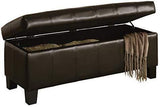 Homelegance  43" PU Leather Lift Top Large Storage Bench, Dark Brown