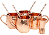 Kitchen Science Moscow Mule Hammered Copper 16 Ounce Drinking Mug, Set of 4 (4) (4)