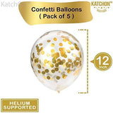 KatchOn Number 21 and Gold Confetti Balloons - Large, 40 Inch Foiil Gold Balloons | 5 Gold Confetti Balloons, 12 Inch | 21st Birthday Party Decorations | Party Supplies for Anniversary Décor