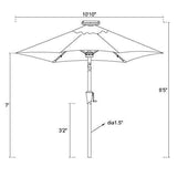 FLAME&SHADE 11 feet Solar Power LED Lights Outdoor Patio Market Umbrella with Crank Lift, Push Button Tilt, Red