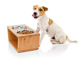 Premium 7" Elevated Dog and Cat Pet Feeder, Double Bowl Raised Stand Comes with Extra Two Stainless Steel Bowls. Perfect for Dogs and Cats.