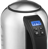 Gourmia GDK260 Digital Electric Kettle -Rotates 360° -Cordless - Variable Temperature Control & Display Handle - Fast Boil - Clear Water Gauge -Keep Warm Setting -1.7L -1500W - Stainless Steel