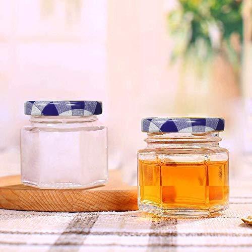 Encheng 1.5 oz Clear Hexagon Jars,Small Glass Jars With Lids(golden),Mason Jars For Herbs,Foods,Jams,Liquid,Mini Spice Jars For Storage 30 Pack
