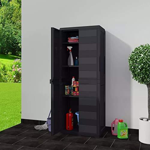 Brian Constance Garden Storage Cabinet Sheds with 3 Ventilated And Adjustable Shelves 25.6“x 15”x 67.3“ Outdoor Storage Of Household Items, Tools (Black)