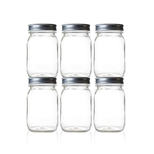 Seacoast 16 Oz Mason Jars, Regular Mouth With Steel Lids, (Set of 6)