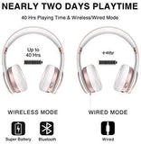 Picun P26 Bluetooth Headphones Over Ear 40H Playtime Hi-Fi Stereo Wireless Headphones Girl Deep Bass Foldable Wired/Wireless/TF for Phone/TV Bluetooth 5.0 Wireless Earphones with Mic Women (Rose Gold)
