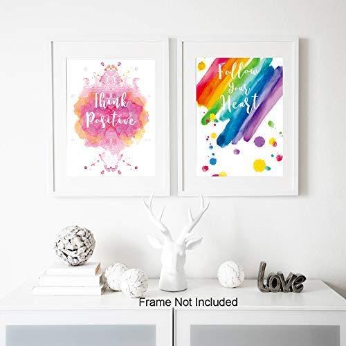 Abstract Watercolor Art Print Set of 4 (8”X10”Modern Minimalist Printing, Inspirational Phrases Quote Home Wall Art, Motivational Canvas Wall Art Poster for Office Classroom, No Frame