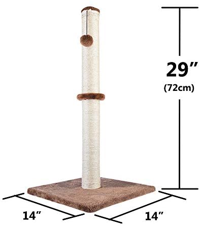 Allan Wendling (Patent) 29" Tall Cat Scratching Post, Claw Scratcher with Sisal Rope and Covered with Soft Smooth Plush, Vertical Scratch [Full Strectch], Modern Design 29 Inches Height
