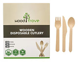 Wooden Disposable Utensils Set 100 Forks 50 Spoons 50 Knives Wood Cutlery Eco Friendly Compostable Biodegradable Silverware Party Flatware Kitchen Serving Eating...