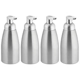 mDesign Modern Metal Foaming Soap Dispenser Pump Bottle for Kitchen Sink Countertop, Bathroom Vanity, Utility/Laundry Room, Garage - Save on Soap - Rust Free Aluminum - 4 Pack - Brushed/Silver