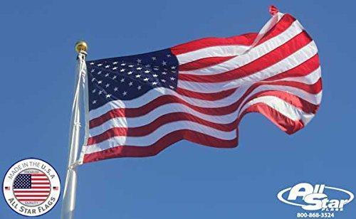 Premium American Flag 3x5' - 100% Made in the USA - Durable, Long Lasting, Bright & Vivid Nylon Material - Densely Embroidered Stars, Sewn Stripes with Lock Stitching, Four Rows of Lock Stitching on the Fly End, Tough Enough for Both Commercial and Reside