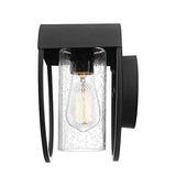 Globe Electric Bowery 1-Light Outdoor Indoor Wall Sconce, Matte Black, Clear Glass Shade 44176