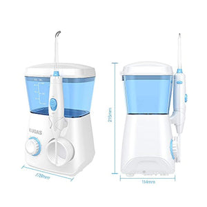 Water Flosser for Teeth, KUOAS Electric Oral Irrigator with 600ml Capacity and 8 Multifunctional Tips, FDA Approved 10 Pressure Portable Countertop Water Dental Flosser (White)