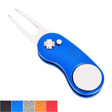 Mile High Life All Metal Foldable Golf Divot Tool with Pop-up Button & Magnetic Ball Marker (Multi-Colors/Shape)