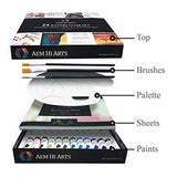 AEM Hi Arts Watercolor Paint Artist Set - 24 Tube Art Kit Includes Colorful Water Color Paints, Brushes, Paper, and Palette - Portable, Small and Washable, Great for Kids and Professional Artists