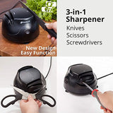 Knife Sharpener Electric 3-in-1 Tool - Sharpening Machine for Knives Scissors and Screwdrivers - 2 Stage Multi-Angle Sharpen Kitchen Appliance Kit