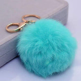 Miraclekoo Rabbit Fur Ball Pom Pom KeyChain Gold Plated Keychain with Plush for Car Key Ring or Handbag Bag Decoration (Orange Pink)