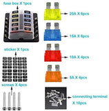 BlueFire 12 Way 30A 32V Blade Fuse Box Board with 24PCS Fuse + LED Warning Light for Car/Marine Boats/Automotive/Trike