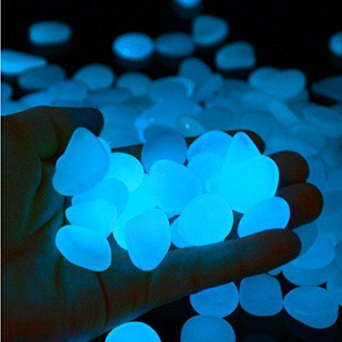 Little Garden Gnome 300 Pcs Glow in The Dark Pebbles for Walkways and Decor | Decorative Stones for Gardens, Yards, Lawns, Driveways, Plants, Aquarium | Electric Blue