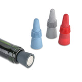 Wine and Beverage Bottle Stoppers Set of 4, Assorted Colors, Silicone with Grip Top Maintains Vacuum for Long Lasting Freshness. Easy to Use, Essential Beverage Accessory